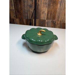 Pioneer Woman Green Pumpkin Covered Casserole Dish Stoneware Baker